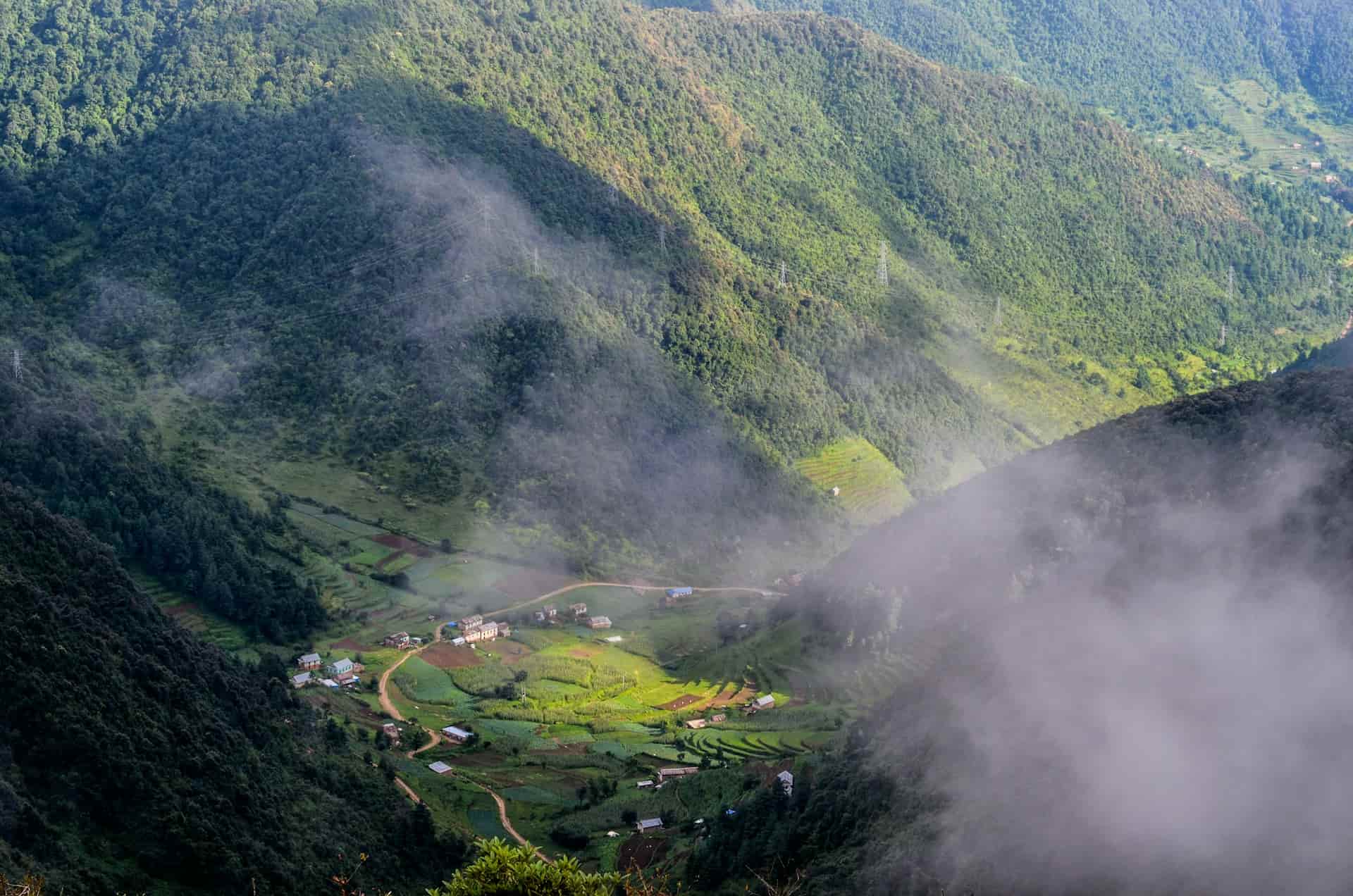 Chitlang village top view to valley
